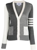 Thom Browne cardigan en maille fine à col v - Gris - thumbnail