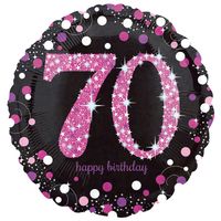 FolieBallon 70 jaar happy birthday sparkling pink 43cm