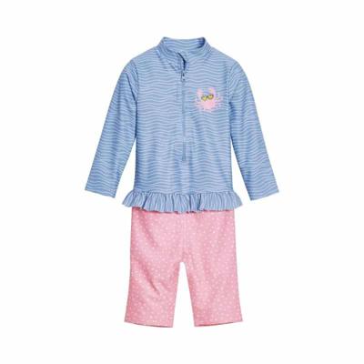 Playshoes zwempak lange mouw Krab Blauw Roze-98-104