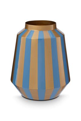 Pip Studio Vaas Metaal Strepen Lichtblauw/Goud 29cm