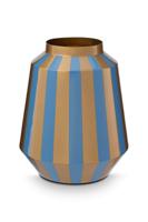 Pip Studio Vaas Metaal Strepen Lichtblauw/Goud 29cm