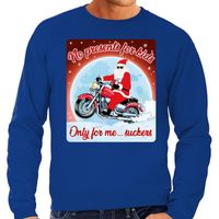 Foute kersttrui voor motorliefhebbers no presents blauw heren - thumbnail