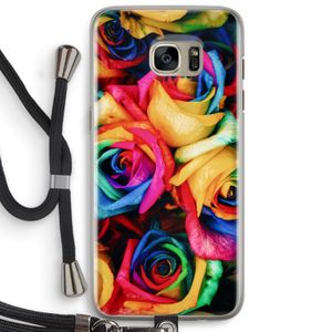 Neon bloemen: Samsung Galaxy S7 Edge Transparant Hoesje met koord