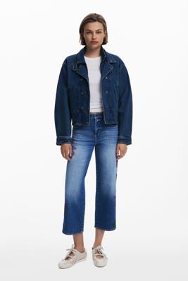 Geborduurde culotte jeans - BLUE - 40