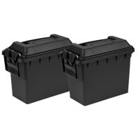 Outdoor/tuin opberg box - 2x - waterdicht - zwart - 22 x 11 x 17 cm