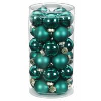 Kerstballen - klein formaat - 30x st - groen - D4 cm - glas - glans en mat - thumbnail