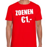 Fun t-shirt zoenen 1 euro rood voor heren - thumbnail