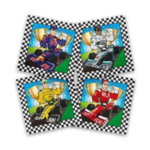 20x Race/Formule 1 feest servetten gekleurd 33 x 33 cm kinderverjaardag - Feestservetten