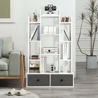 Boekenkast in Boomvorm Staand Rek met Laden Rek met 12 Vakken Opbergrek 80 x 24 x 132 cm (Wit)