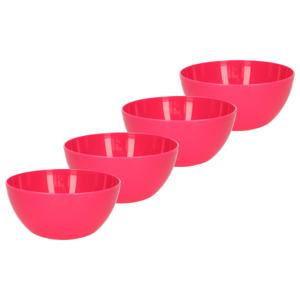 Plasticforte Schaaltjes - 4x stuks - kunststof - kommetjes - dessert/ontbijt - D14 x H6 cm - fuchsia