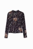 T-shirt lange mouwen bloemen - BLACK - XS