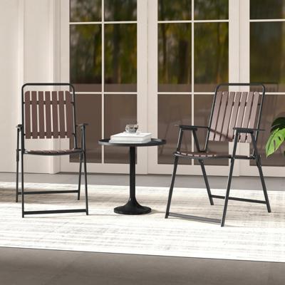 Set van 2 Tuinstoelen Klapstoelen met Zitting en Rugleuning van PP Weerbestendige Balkonstoelen Belastbaar tot 180 kg Koffie
