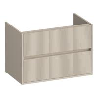 Brauer Adore Wavy - Onderkast - 80 cm - met 2 Softclose Lades Greeploos en 1 Sifon Uitsparing - Mat Beige