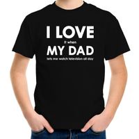 I love it when my dad lets me watch television all day t-shirt zwart voor kids - thumbnail