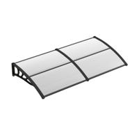 Luifel voor Huisdeur Overkapping van Aluminium en Polycarbonaat Transparante Boogluifel Huisdeurluifel (199 x 99 cm Grijs)