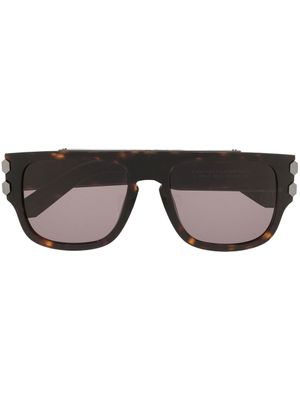 Philipp Plein Eyewear lunettes de soleil à effet écailles de tortue - Marron
