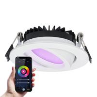 Rome smart inbouwspot - IP44 waterdicht - 6 Watt 480 lumen - Kantelbaar - Lage inbouwdiepte 27mm - Wifi + Bluetooth - RGBWW - Google Home, Amazon Alexa en Siri - Wit - Voor binnen en buiten