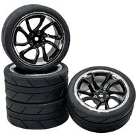 Reely 1:10 Straatmodel, Sportwagen Complete wielen Speed TR Chroom-zwart, Zilver 4 stuk(s)