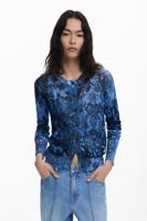 Glanzende trui met knopen - BLUE - XL Glanzende trui met knopen - BLUE - XL