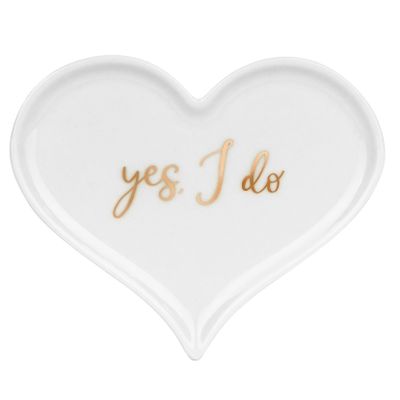 Bruiloft/huwelijk trouwringen schaaltje hart - Yes I do - 13 x 11 cm - alternatief ringkussen