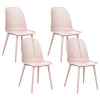 Beliani - EMORY - Eetkamerstoelen set 4 - Roze - Synthetisch