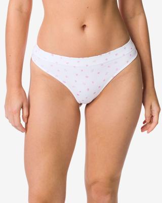 HEMA Damesstring naadloos rib bloemen wit (wit)