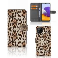 Samsung Galaxy A22 4G | M22 | Telefoonhoesje | Met pasjeshouder | Leopard