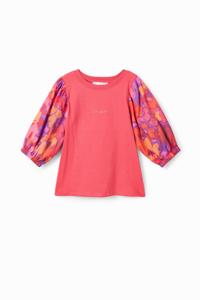 Gepoft shirt met bloemen - RED - 5/6