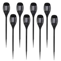 Lifetime Garden Solar LED tuinfakkels - 10x - zwart - 77 cm - Tuinverlichting