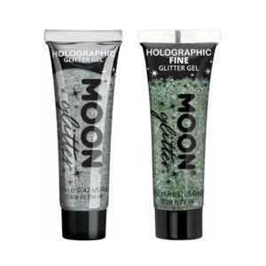 Moon Creations Glittergel fijn set - voor lichaam en gezicht - zilver en groen