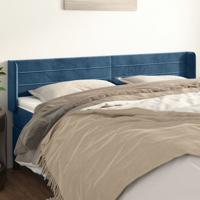 Hoofdbord met randen 203x16x78/88 cm fluweel donkerblauw