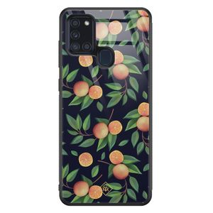 Samsung Galaxy A21s glazen hardcase - Orange lemonade
