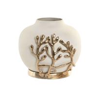 Vaas Home ESPRIT Wit Gouden Aluminium Modern 19 x 19 x 18 cm