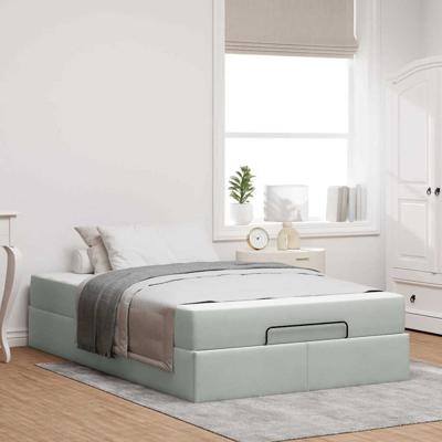 Bedframe met matras met opslag Lichtgrijs 120 x 200 cm Fluweel