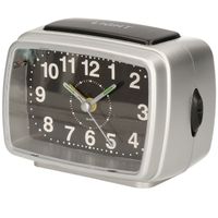 Wekker/alarmklok zwart/zilver met verlichting en alarm - 11 cm   -