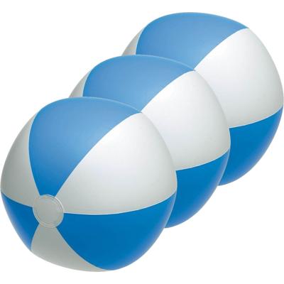 Speelgoed strandbal - 5x - opblaasbaar - blauw/wit - dia 28 cm - Strandballen