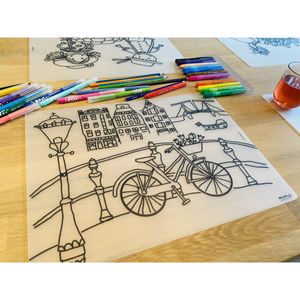 Herkleurbare placemat Fiets aan de Gracht