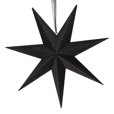 Papieren Kerstster Velvet Relief 60 cm - Zwart - Buitengewoon de boet
