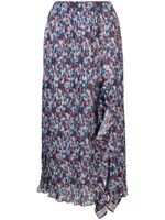 GANNI floral-print pleated midi skirt - Bleu - thumbnail