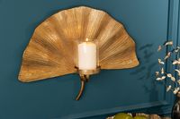 Decoratieve kandelaar GINKGO 44cm goud handgemaakt metalen theelichtje voor aan de muur - 41781