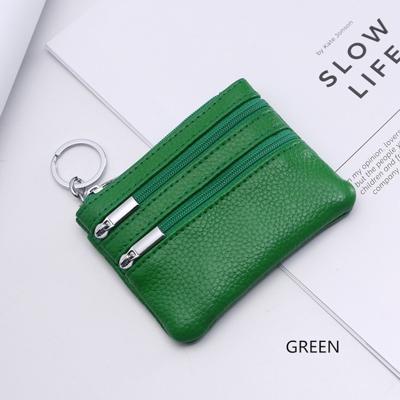 Echte lederen vrouwen kleine portemonnee verandering portemonnees rits kaarthouder portefeuilles (groen)