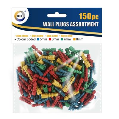 DID wand pluggen / muurpluggen - 150x stuks - pluggenset - Klussen - mix kleuren - 4 formaten DID wand pluggen / muurpluggen - 150x stuks - pluggenset - Klussen - mix kleuren - 4 formaten