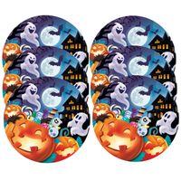 Halloween/horror pompoen bordjes - 24x - oranje - papier - D23 cm - thumbnail