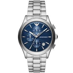 Emporio Armani AR11528 Horloge Paolo Chrono staal zilverkleurig-blauw 42 mm