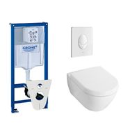 Villeroy & Boch Subway 2.0 toiletset met inbouwreservoir, softclose en quick release closetzitting en bedieningsplaat wit 0729122/0124005/0729205/0124060/ - thumbnail