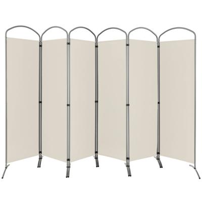 331 x 188 cm Kamerverdeler Opvouwbaar en Afneembaar Scheidingswand 6-Delig Inkijkbescherming voor Kantoor Beige/Bruin/Zwart/Grijs