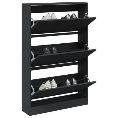 Schoenenkast 80x21x125,5 cm bewerkt hout zwart