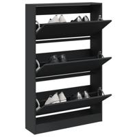 Schoenenkast 80x21x125,5 cm bewerkt hout zwart