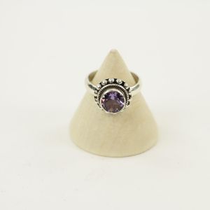 Zilveren Ring met Amethist Maat 15,5 (Sterling Zilver 925)