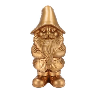 Tuinkabouter beeldje Dutch Gnome - goud - 25 cm - decoratieve tuinbeeldjes